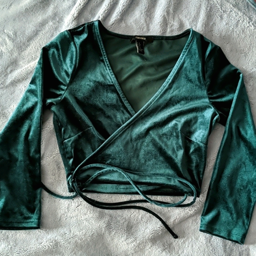 Velvet Wrap Crop Top